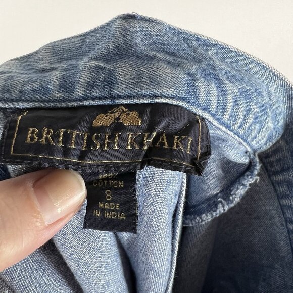 Y2K‎ Vtg 90s BRITISH KHAKI ROBERT LIGHTON Long Pencil Blue Denim Jean Skirt Sz 8 - Picture 8 of 8